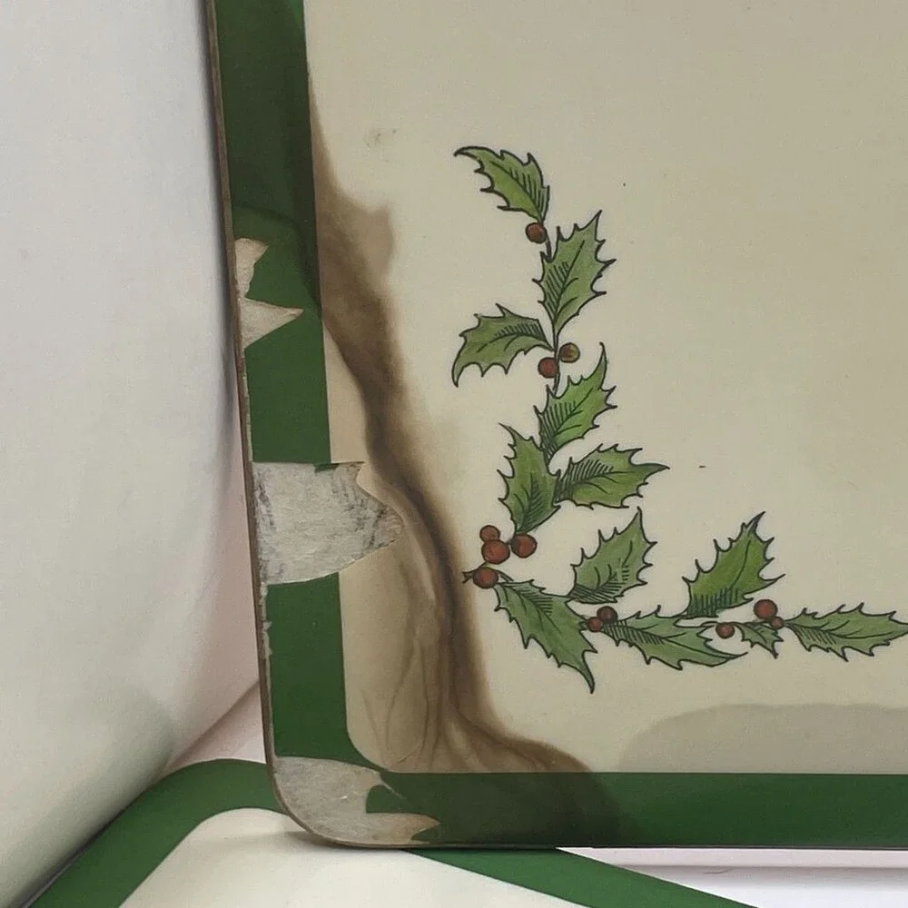Christmas Tree Pimpernel Spode Set of 4 Cork-Backed Placemats Green Border